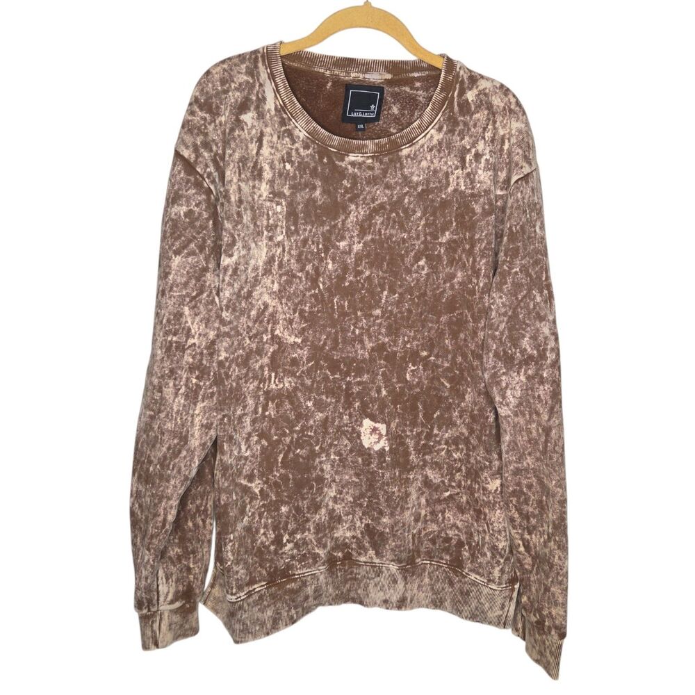 ​Lily & Lottie XXL Brown Mineral Wash Oversized Crewneck Sweatshirt Distressed